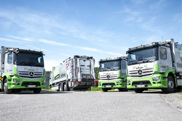 Grüne LKW Flotte Zellinger